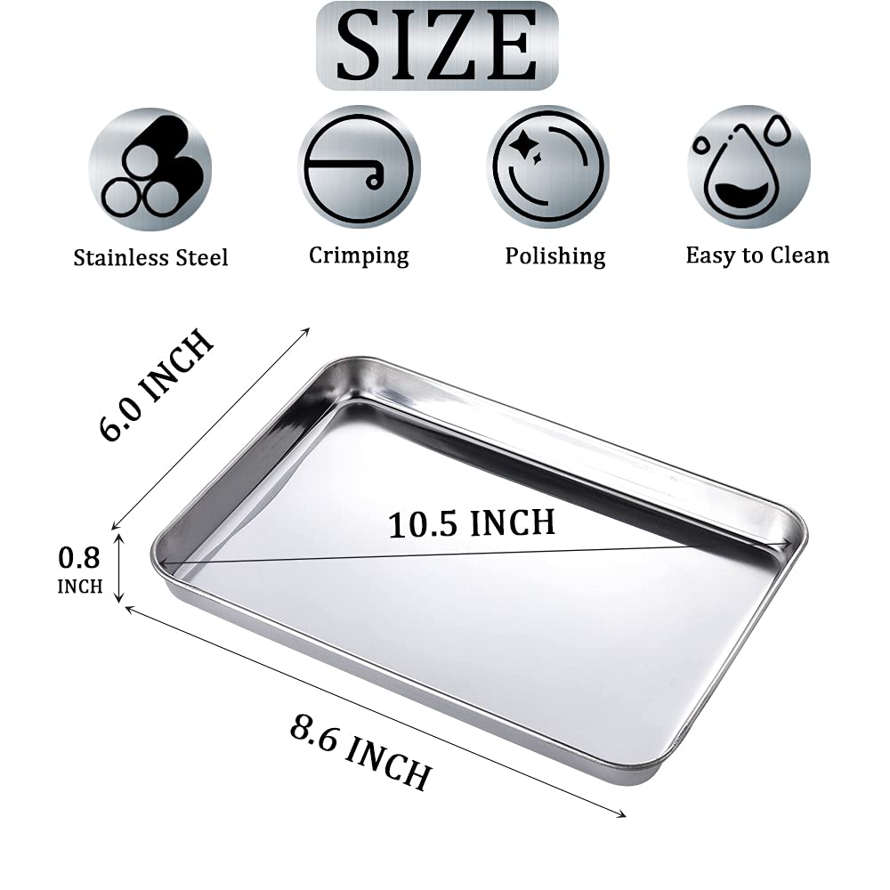 3 Pack Professional Medical Surgical Stainless Steel Dental Procedure Tray Thickening Lab Instrument Tools Trays -Flat Type (8.6" * 6.0" * 0.8", 3)