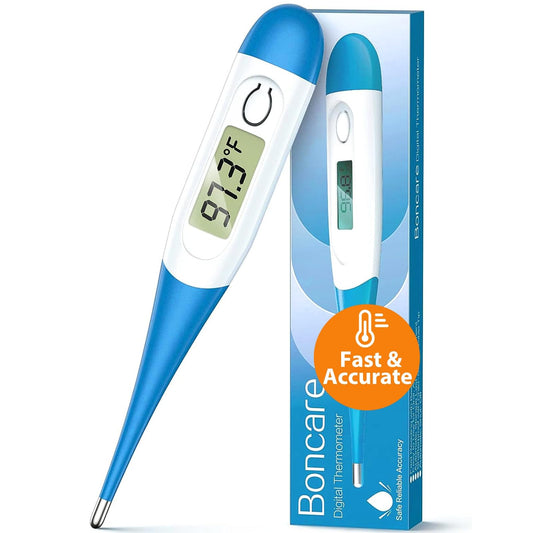 Boncare 10 Seconds Oral Thermometer for Adults and Kids - Accurate & Safe Rectal Thermometer for Baby with Fever Alarm, Digital Thermometer (Light Blue)