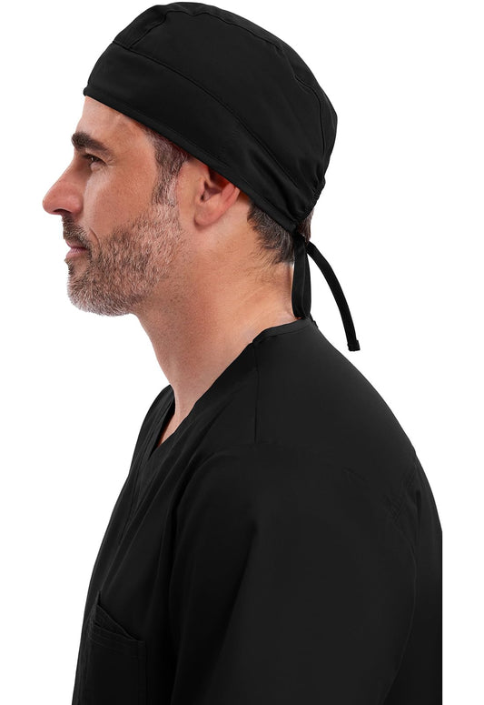 Cherokee Men and Women Scrub Cap with Adjustable Elastic Tie-Back Lightweight, Breathable No-Slip Unisex Surgical Cap - 2506, OS, Black