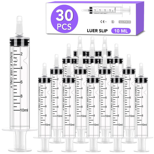30 PCS 10ml Oral Syringe With Cap, Plastic Syringes without Needle for Medicine Dropper, Feeding Pets, Liquid Measuring, Handicrafts, Individually Sealed, Luer Slip