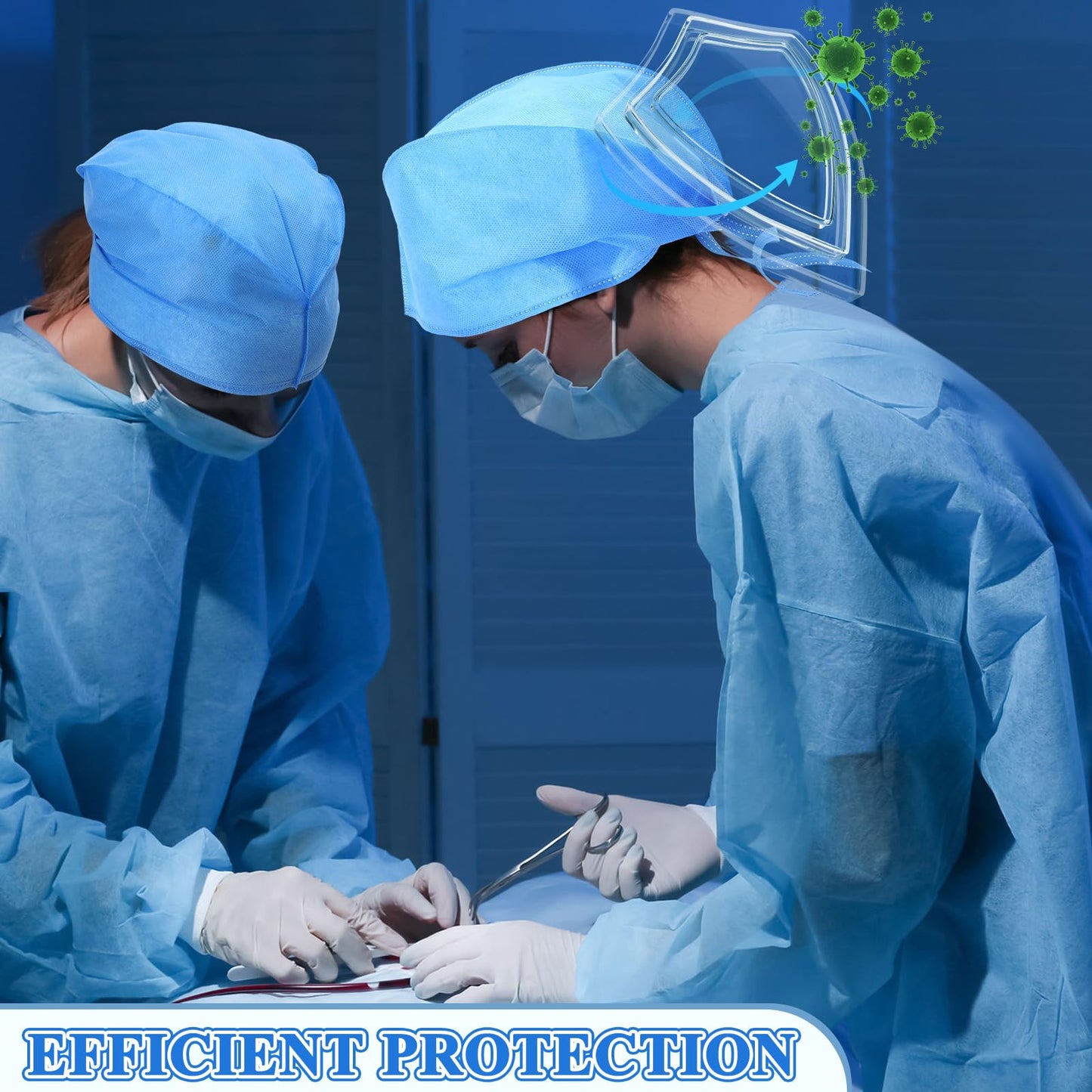 200 Pcs Disposable Surgical Caps Disposable Bouffant Scrub Hats with Tie Blue Nonwoven Elastic Dust Cap Hairnets for Men Women Surgeon Hospital Nurse Spa Food Service Kitchen Head Cover