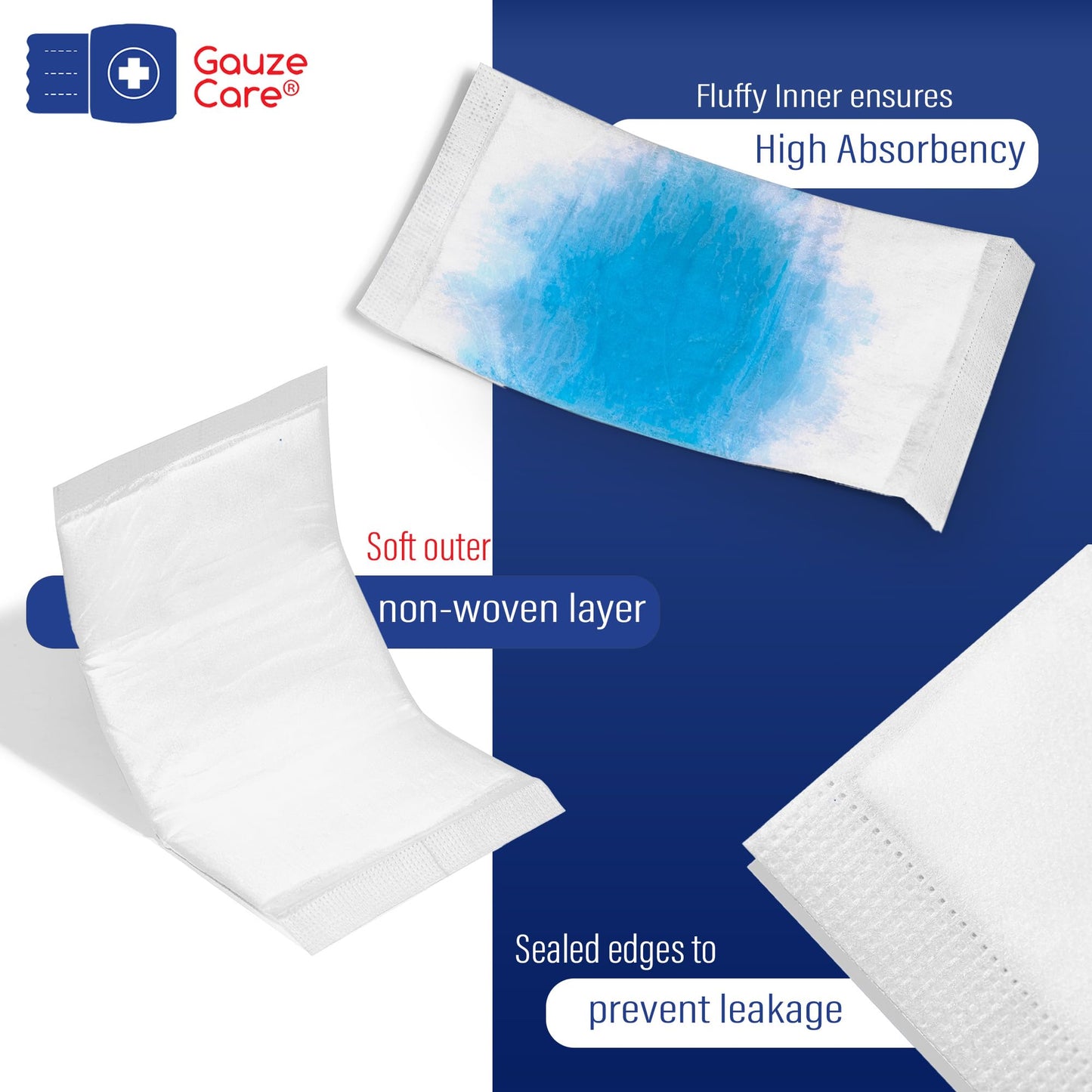 GauzeCare Sterile Abdominal- ABD Combine Pads| 50-Pack, 5 x 9 Inches| Extra Absorbent & Thick, Individually Wrapped Wound Dressing, First Aid Pads| Surgical-Grade, Nonstick- for Heavy Leakage, Post Op