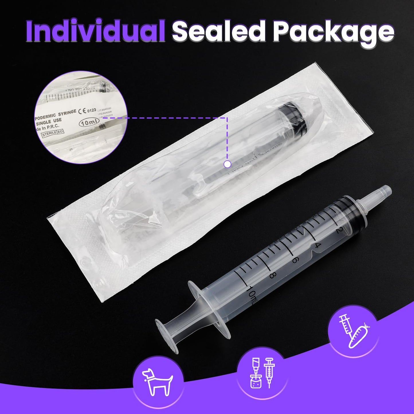 30 PCS 10ml Oral Syringe With Cap, Plastic Syringes without Needle for Medicine Dropper, Feeding Pets, Liquid Measuring, Handicrafts, Individually Sealed, Luer Slip