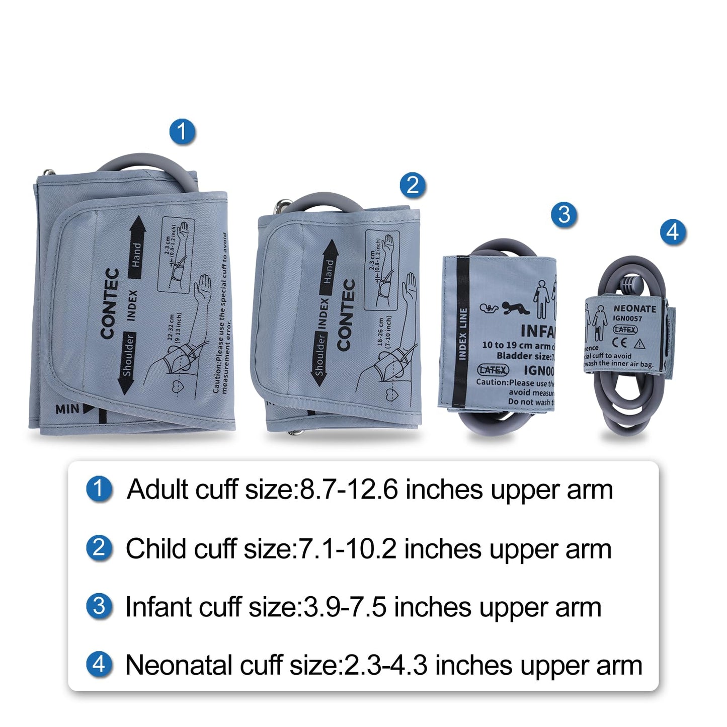 Fully Automatic Upper Arm Blood Pressure Monitor 3 Mode 4 Cuffs Without Adapter Electronic Sphygmomanometer