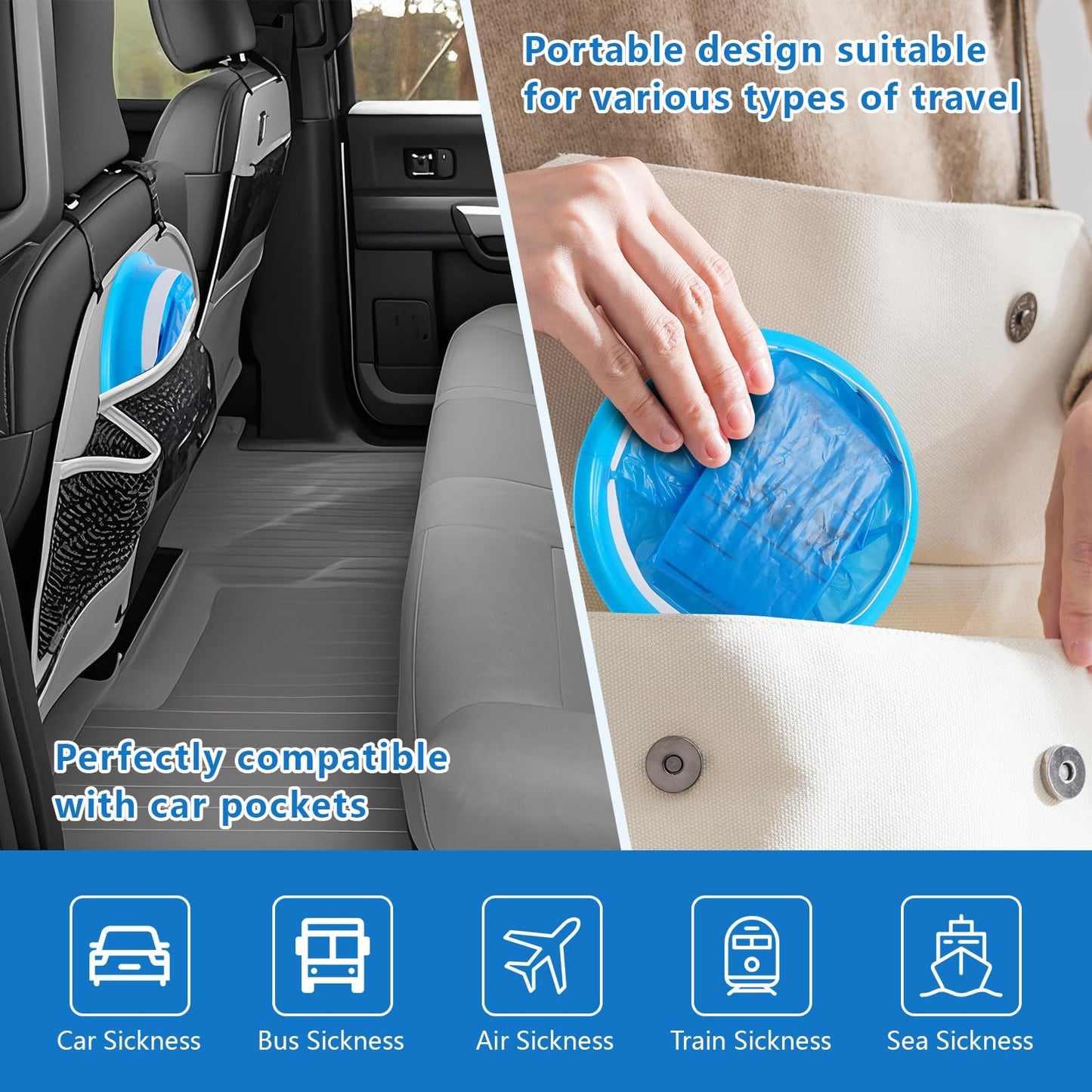 200 Pack Vomit Bags Disposable, 1000ml Emesis Bags, Portable Throw Up Puke Nausea Bag for Pregnant Women, Leak Resistant for Car and Travel Motion Sickness