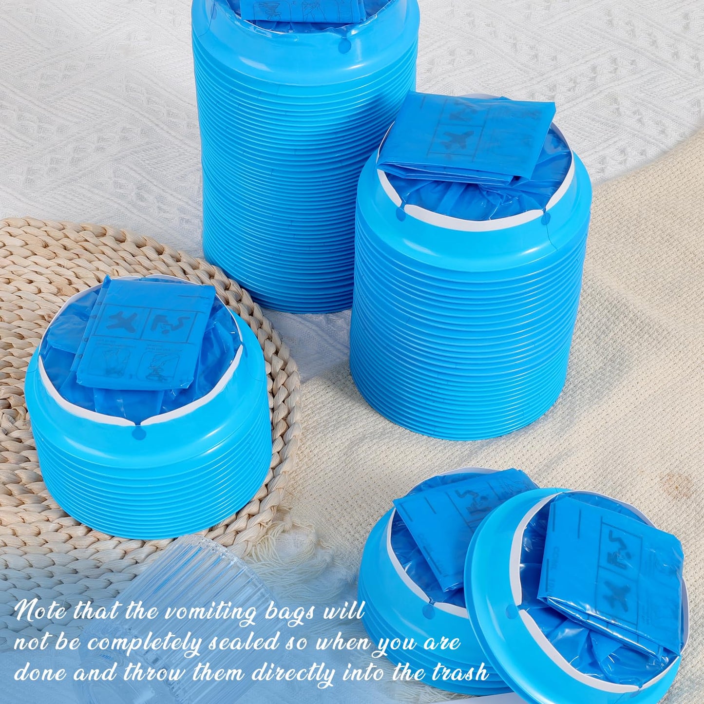 200 Pack Vomit Bags Disposable, 1000ml Emesis Bags, Portable Throw Up Puke Nausea Bag for Pregnant Women, Leak Resistant for Car and Travel Motion Sickness