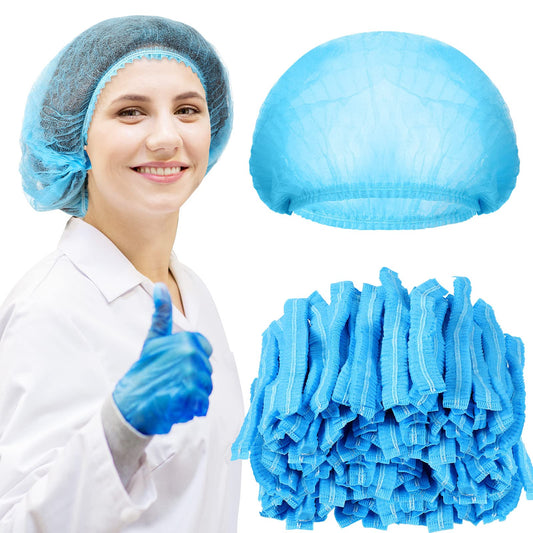 500 Pcs Disposable Bouffant Caps Bulk Disposable Cap for Hair Elastic Dust Hairnets for Food Service, Nurses, Labs(Blue,21 Inch)